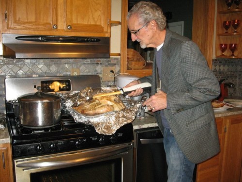 Dean Adkins carving a roast turkey