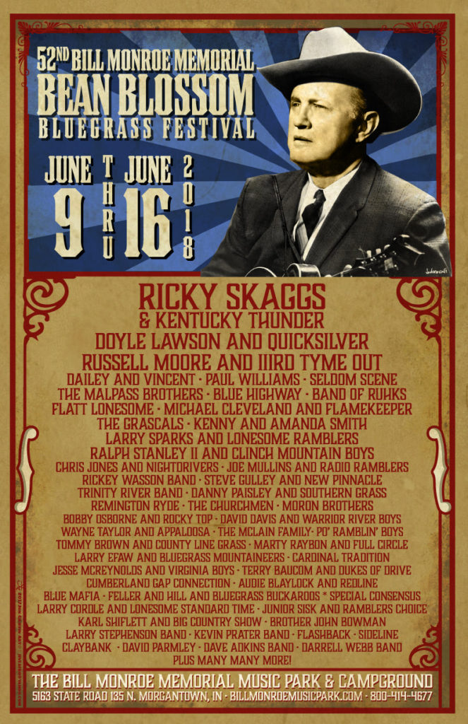 52nd Annual Bill Monroe Memorial Bean Blossom Bluegrass Festival To