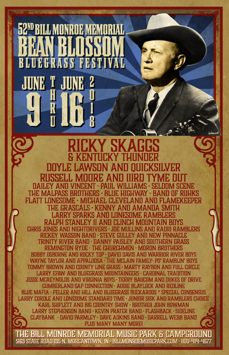 52nd Annual Bill Monroe Memorial Bean Blossom Bluegrass Festival To Include Performances by Ricky Skaggs, Asleep at The Wheel & More